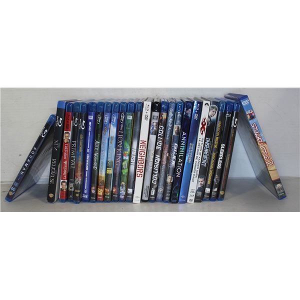 BOX WITH 25 BLUE RAY MOVIES INCLUDING WALT DISNEY