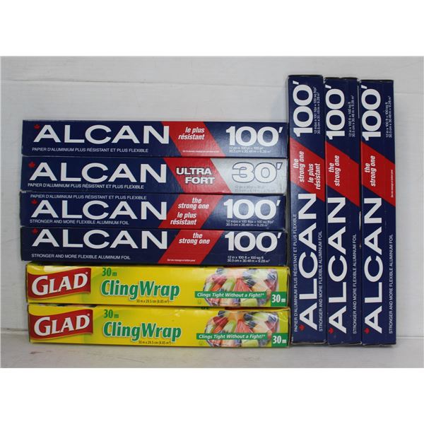 FLAT OF ASSORTED PLASTIC WRAP + ALUMINUM FOIL