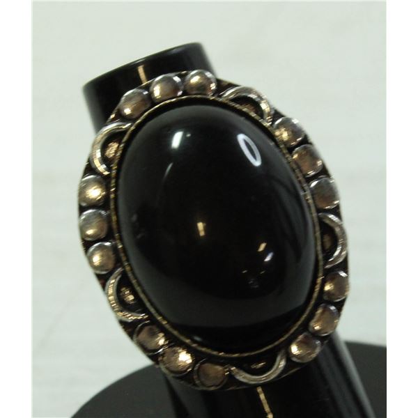 #123-NATURAL BLACK OBSIDIAN RING SIZE 5