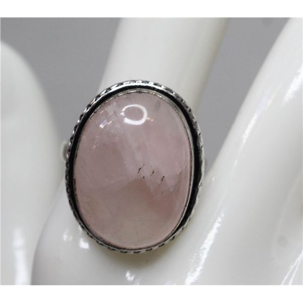 #NATURAL PINK ROSE QUARTZ RING SIZE 8.75