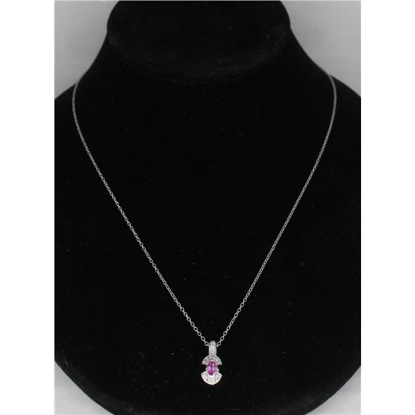 #354-PINK SAPPHIRE NECKLACE & PENDANT 18 