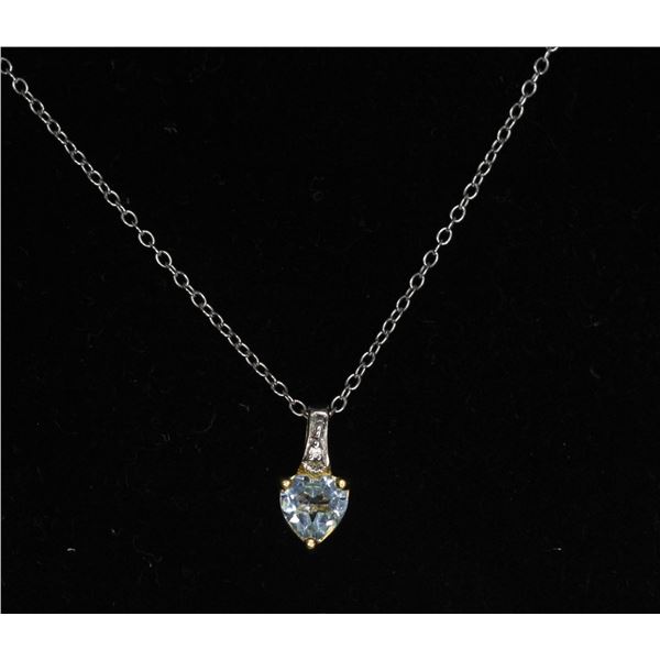 #362-SKY BLUE TOPAZ NECKLACE PENDANT 18"