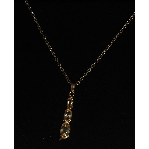 #327-CITRINE NECKLACE & PENDANT 18"