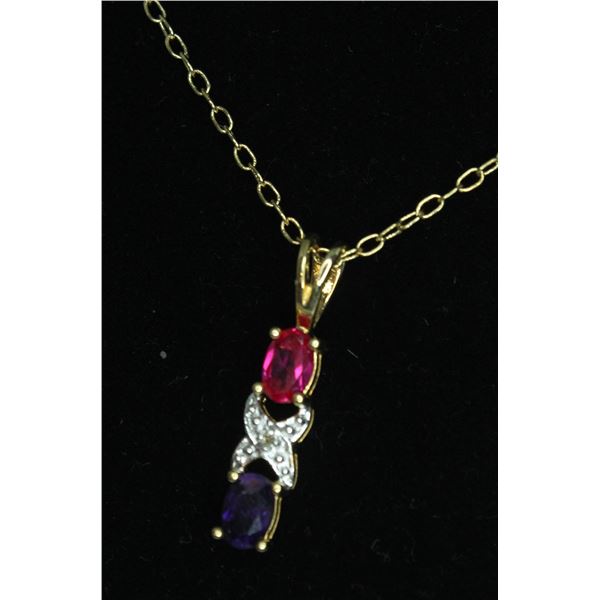 #305-RUBY/AMETHYST NECKLACE & PENDANT 18"