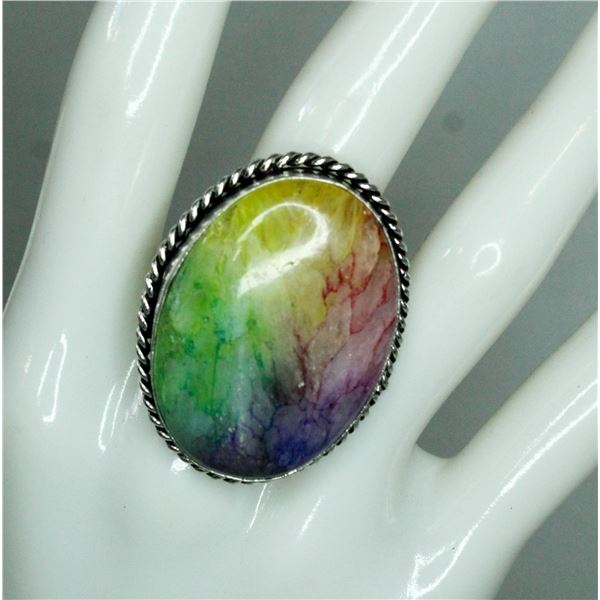 #47-NATURAL RAINBOW SOLAR QUARTZ RING SIZE 6.5