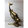 Image 1 : ESTATE- LARGE BRASS DOLPHIN SCULPTURE- 17" X 12"