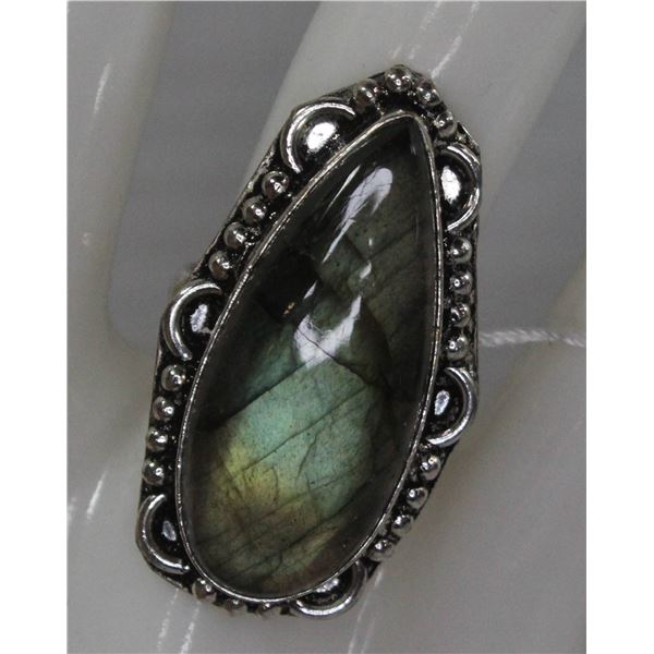 #88-NATURAL FIRE LABRADORITE RING SIZE 5