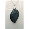 Image 1 : 9)  LEAF SHAPED DEEP GREEN INDIAN AGATE PENDANT