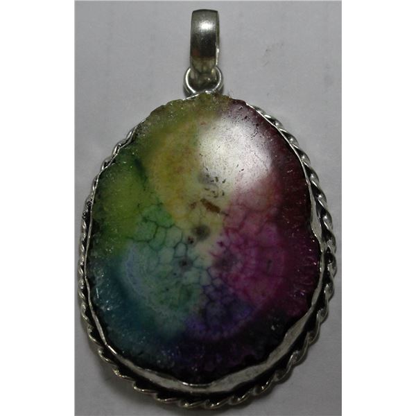 #134-NATURAL RAINBOW SOLAR QUARTZ PENDANT