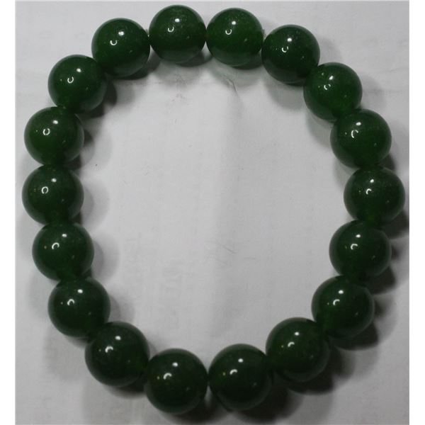 #37-GREEN JADE BEAD BRACELET 10mm