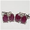 Image 1 : 173) SILVER RHODIUM PLATED RUBY(8CT) SET, EARRINGS