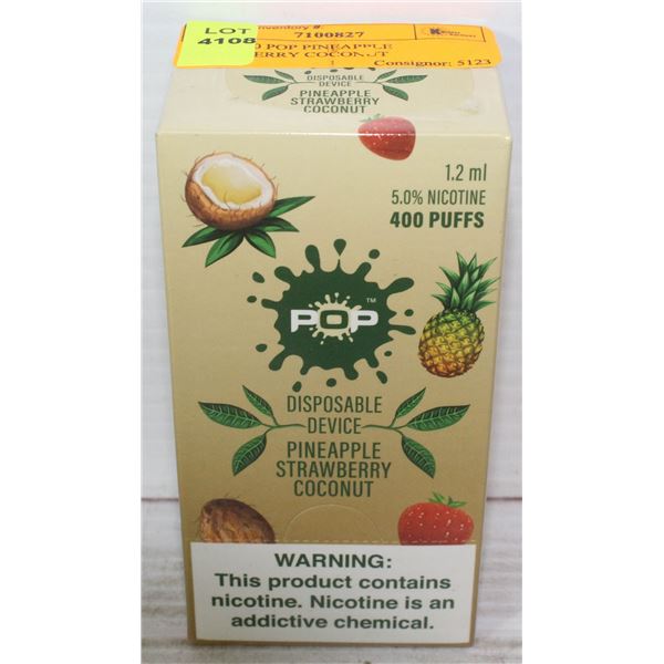 BOX W/10 POP PINEAPPLE STRAWBERRY COCONUT