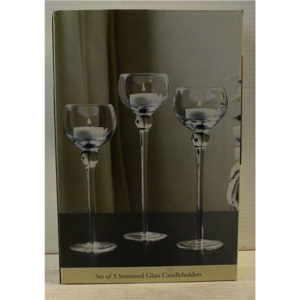 GLASS STEMMED CANDLEHOLDERS