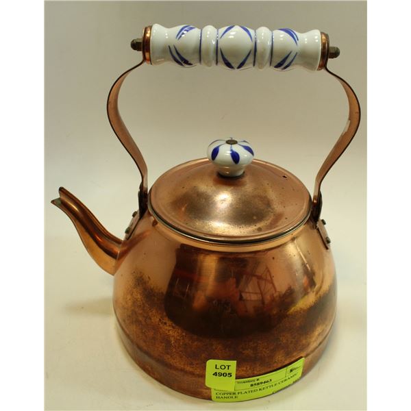 COPPER PLATED KETTLE CERAMIC HANDLE