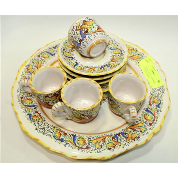 FLAT LOT W/ 4 CUPS + SAUCERS + PLATTER MERIDLANA I