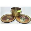 Image 1 : BRASS BUCKET PLANTER AND 2 PLATES SMALL CHIP