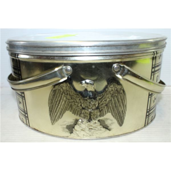 VINTAGE METAL EAGLE TIN WITH HANDLES