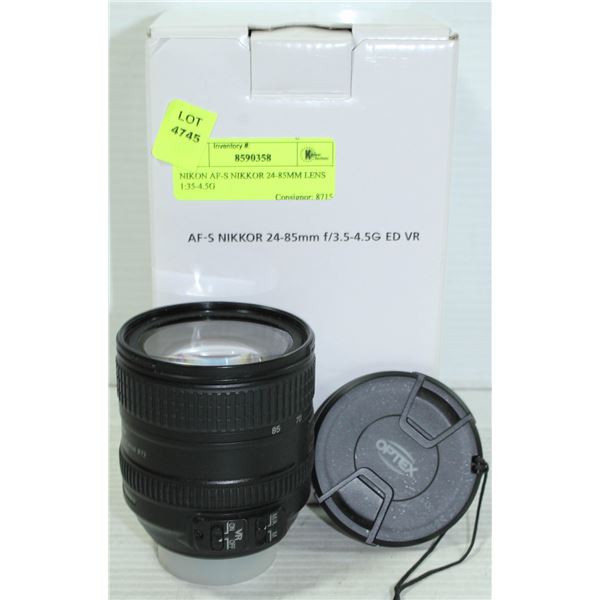 NIKON AF-S NIKKOR 24-85MM LENS 1:35-4.5G