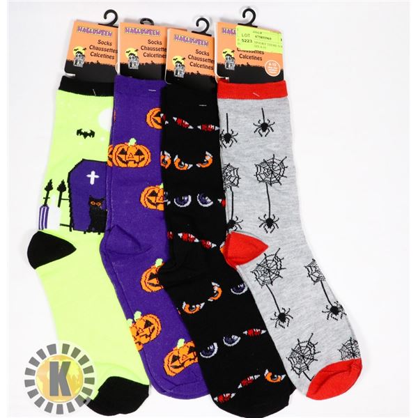 FOUR NEW SPOOKY THEME SOCKS FOR SHOE SIZE 4-10