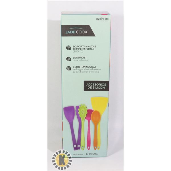 NEW 6PC SILICONE KITCHEN COOKING UTENSILS SET