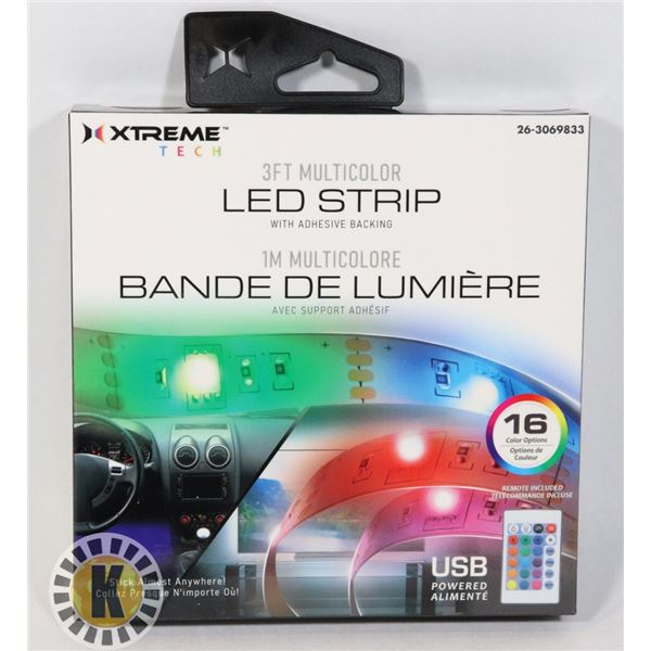 NEW 3FT MUTICOLOR LED STRIP LIGHT WITH ADHESIVE BA