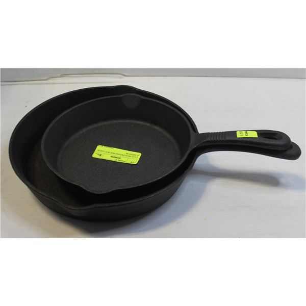 CAST IRON FRYING PAN SET LARGE & MEDIUM