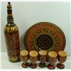 Image 1 : POLISH WOODEN FOLK ART DECANTER AND CUP SET HAND