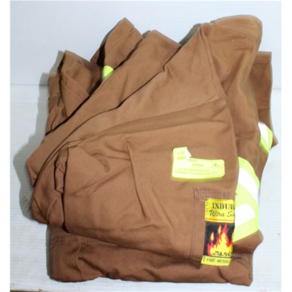 2 SIZE 46R FIRE RESISTANT CARHARTT COVERALLS BROWN