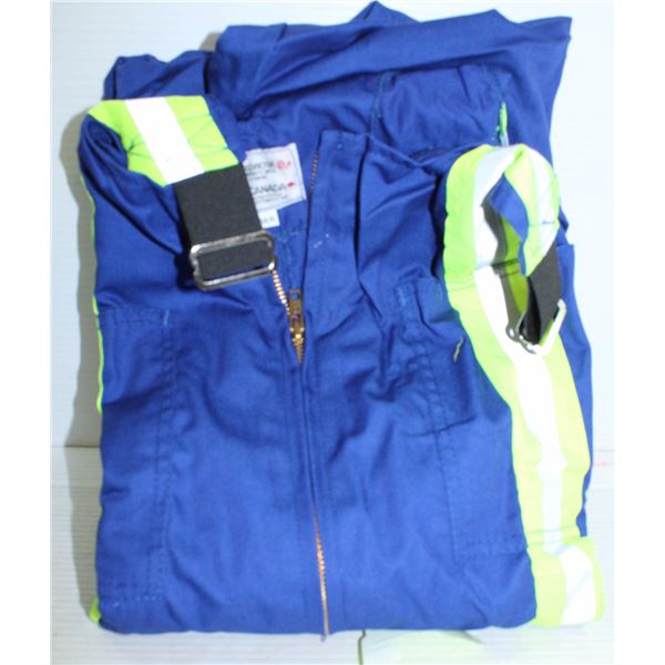 SIZE 56R BLUE BIB COVERALLS W/ REFLECTOR STRIPS