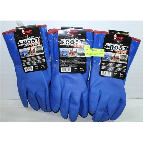 3PK WATSON FROST FREE GLOVES HEAVY ACRYLIC SIZE XL