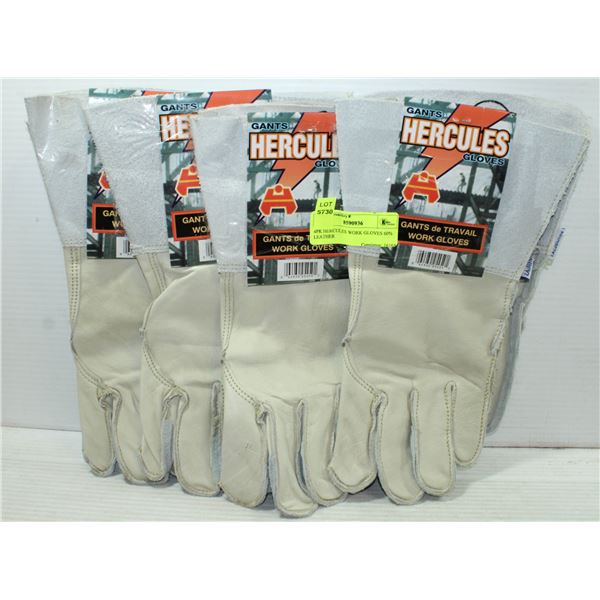 4PK HERCULES WORK GLOVES 60% LEATHER