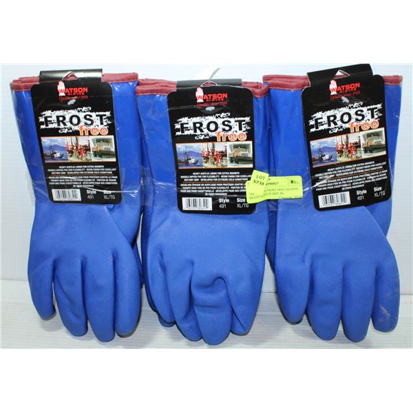 3PK WATSON FROST FREE GLOVES HEAVY ACRYLIC SIZE XL