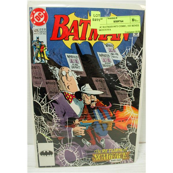 DC BATMAN #475 COMIC, 1ST RENEE MONTOYA