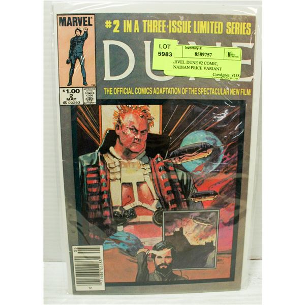 MARVEL DUNE #2 COMIC, CANADIAN PRICE VARIANT