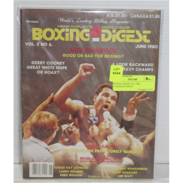 BOXING DIGEST ALI 1980 COMEBACK ISSUE