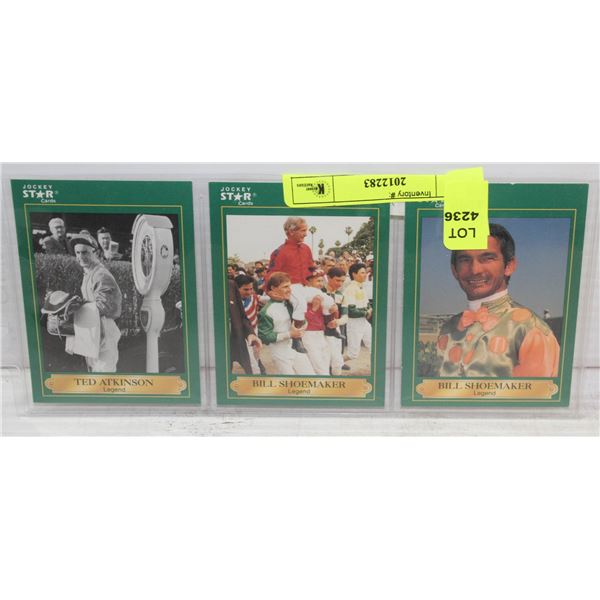 3 X HORSE RACING CARDS BILL SHOEMAKER / ATKINSON