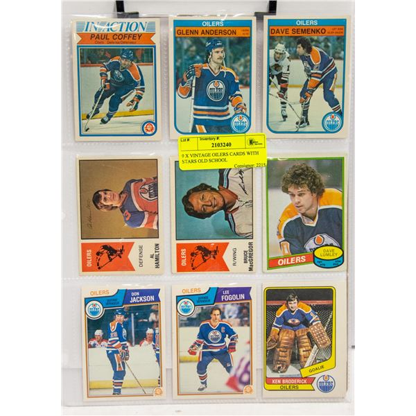 9 X VINTAGE OILERS CARDS WITH STARS OLD SCHOOL