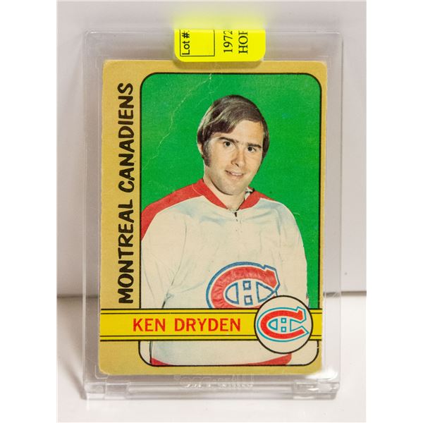 1972-73 OPC KEN DRYDEN CARD NHL HOF