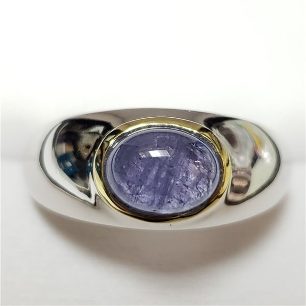 161) SILVER TANZANITE(1.7CT) RING, SIZE 9.5