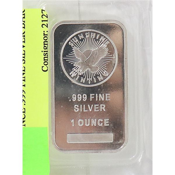 1 TROY OUNCE .999 FINE SILVER BAR