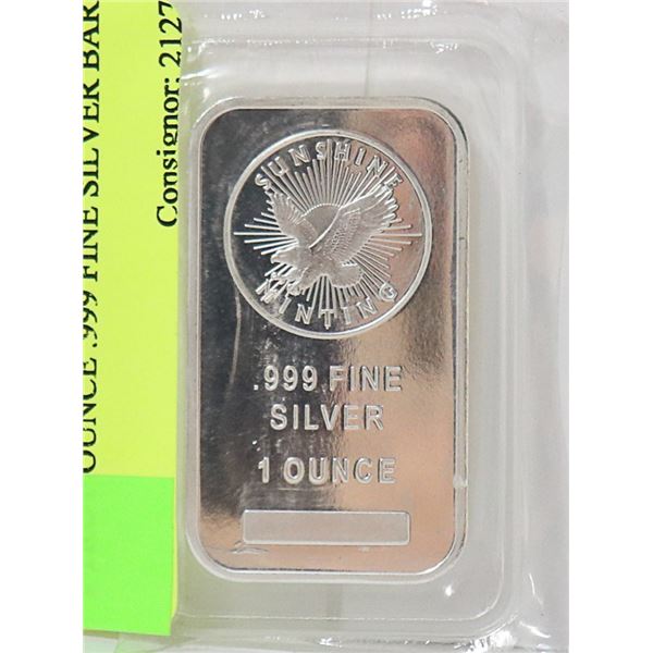 1 TROY OUNCE .999 FINE SILVER BAR