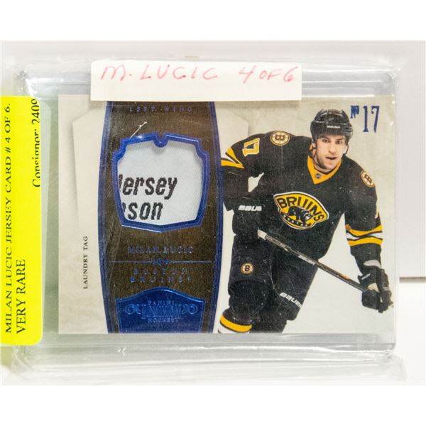 MILAN LUCIC JERSEY CARD # 4 OF 6. VERY RARE