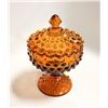 Image 1 : VINTAGE AMBER HOBNAIL LIDDED CANDY DISH