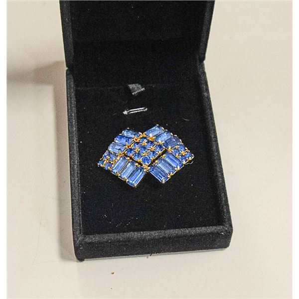 ESTATE RHINESTONE ROYAL BLUE BROOCH