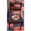 Image 1 : ANTIQUE TAPESTRY SEAT WOOD CHAIR CARVED BACK