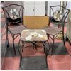 Image 1 : TILE INLAYED PATIO TABLE AND 2 MATCHING CHAIRS