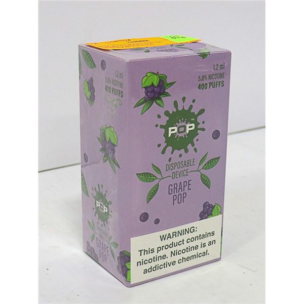 BOX W/10 GRAPE POP 5% DISPOSABLE E-CIGS