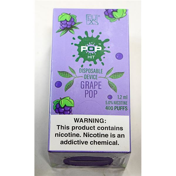 BOX W/10 GRAPE POP 5% DISPOSABLE E-CIGS