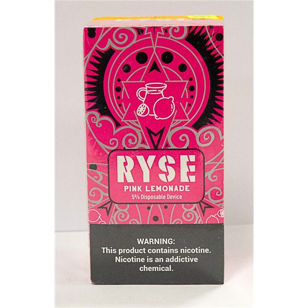 BOX W/ 10 RYSE PINK LEMONADE 5% DISPOSABLE E-CIGS