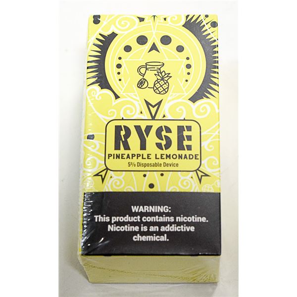 BOX W/10 RYSE PINEAPPLE LEMON 5% DISPOSABLE E-CIGS